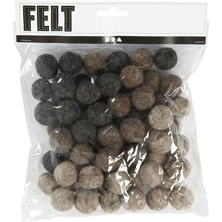 Palline di feltro grigio 64 pz.