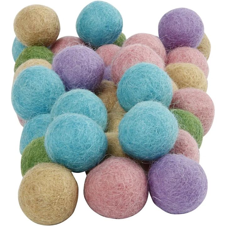 Palline di feltro pastello 64 pz
