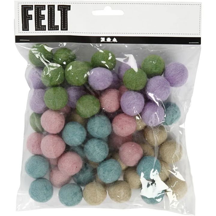 Palline di feltro pastello 64 pz