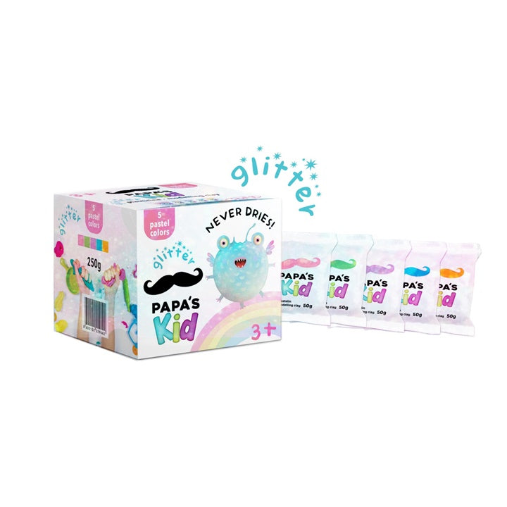 Papa's Kid Set di argilla pastello e glitterata per bambini