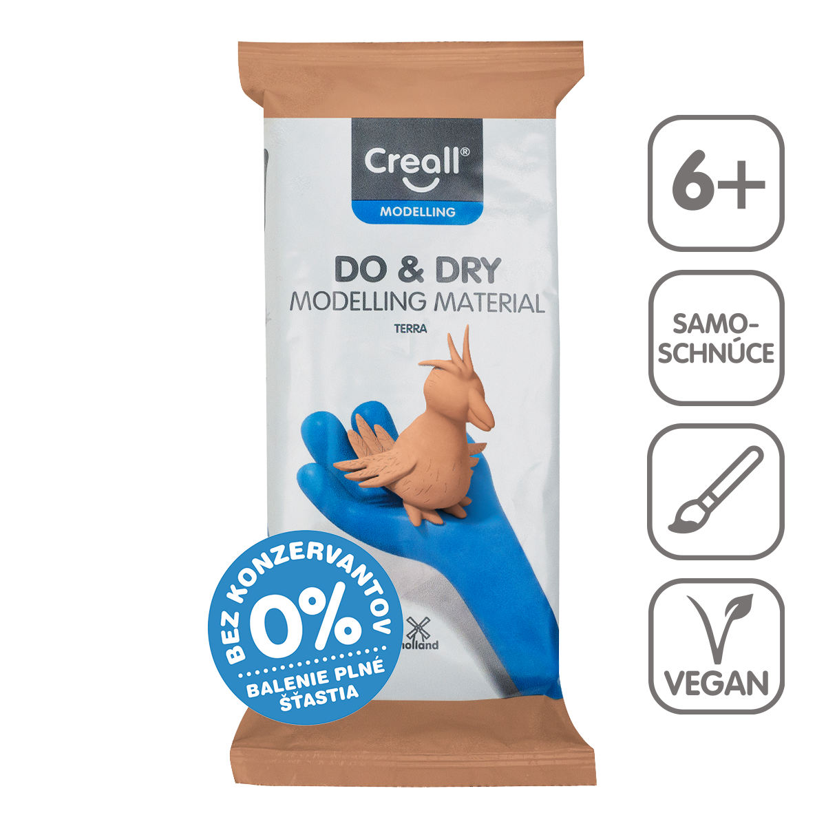 Pasta modellabile autoindurente Creall DO&DRY ipoallergenica, 1 000 g – terracotta