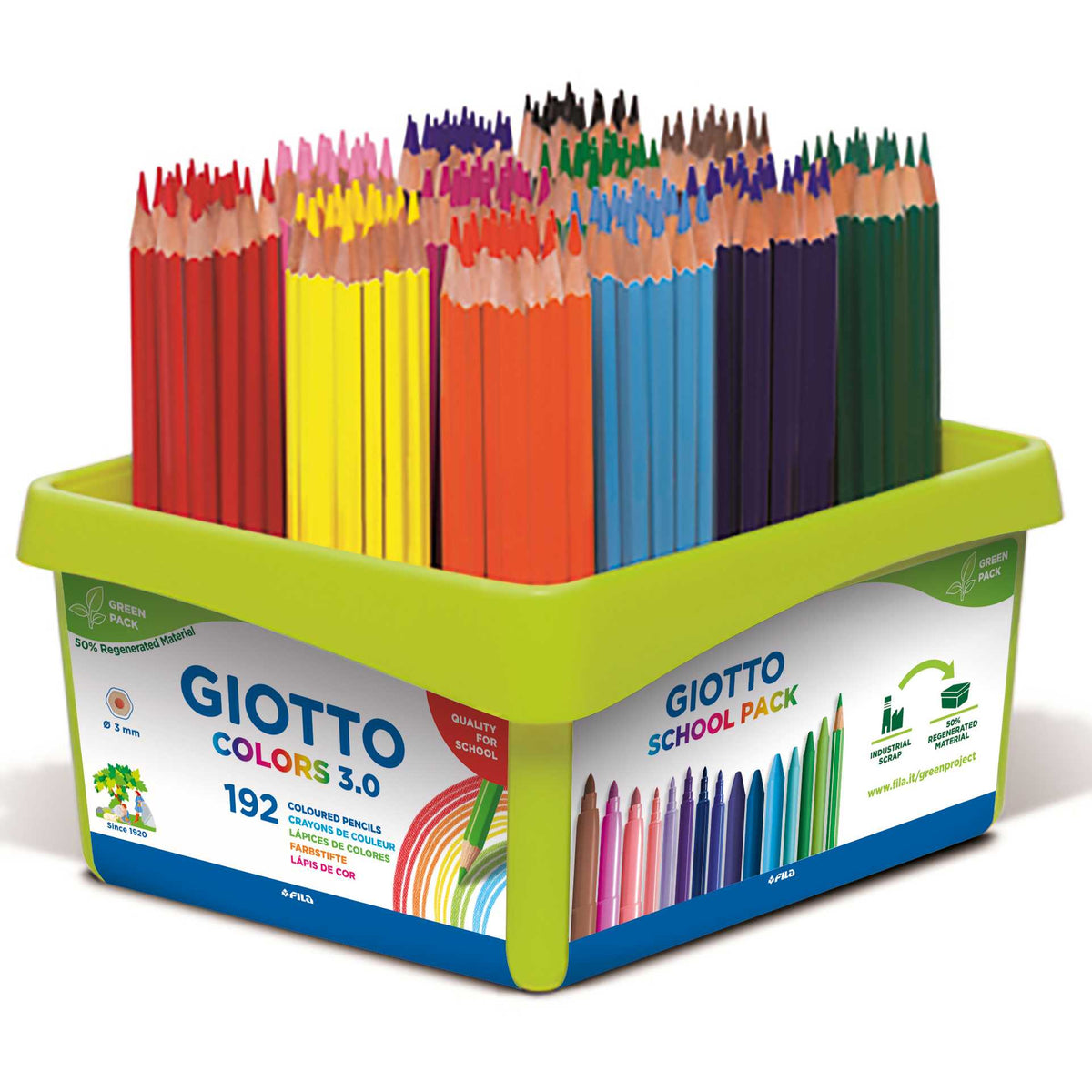 Pastelli a cera GIOTTO Colors 3.0 esagonali - confezione scuola 192 pz
