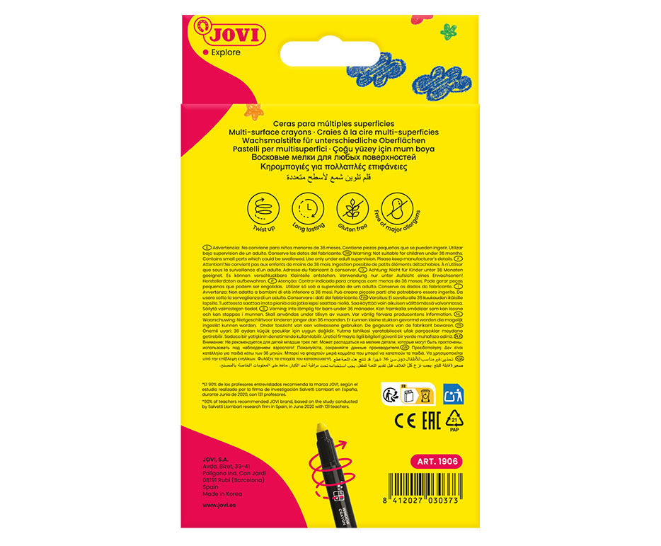 Pastelli a cera in gel per vetro JOVI Jovidecor Glass – 6 pz