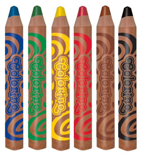 Pastelli a cera tondi Colorino JUMBO con temperamatite – 6 colori