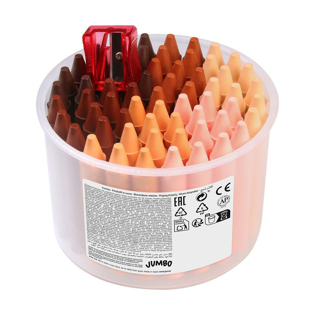 Pastelli a cera tondi JOVI Jumbo tonalità della pelle - set da 60 pz con temperamatite