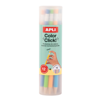 Pastelli a scatto APLI Color Click, 12 pz con mine di ricambio e temperamatite