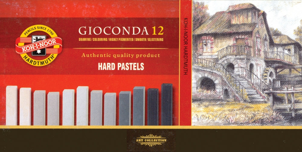 Pastelli ad olio GIOCONDA HARD tonalità di grigio - 12 pz