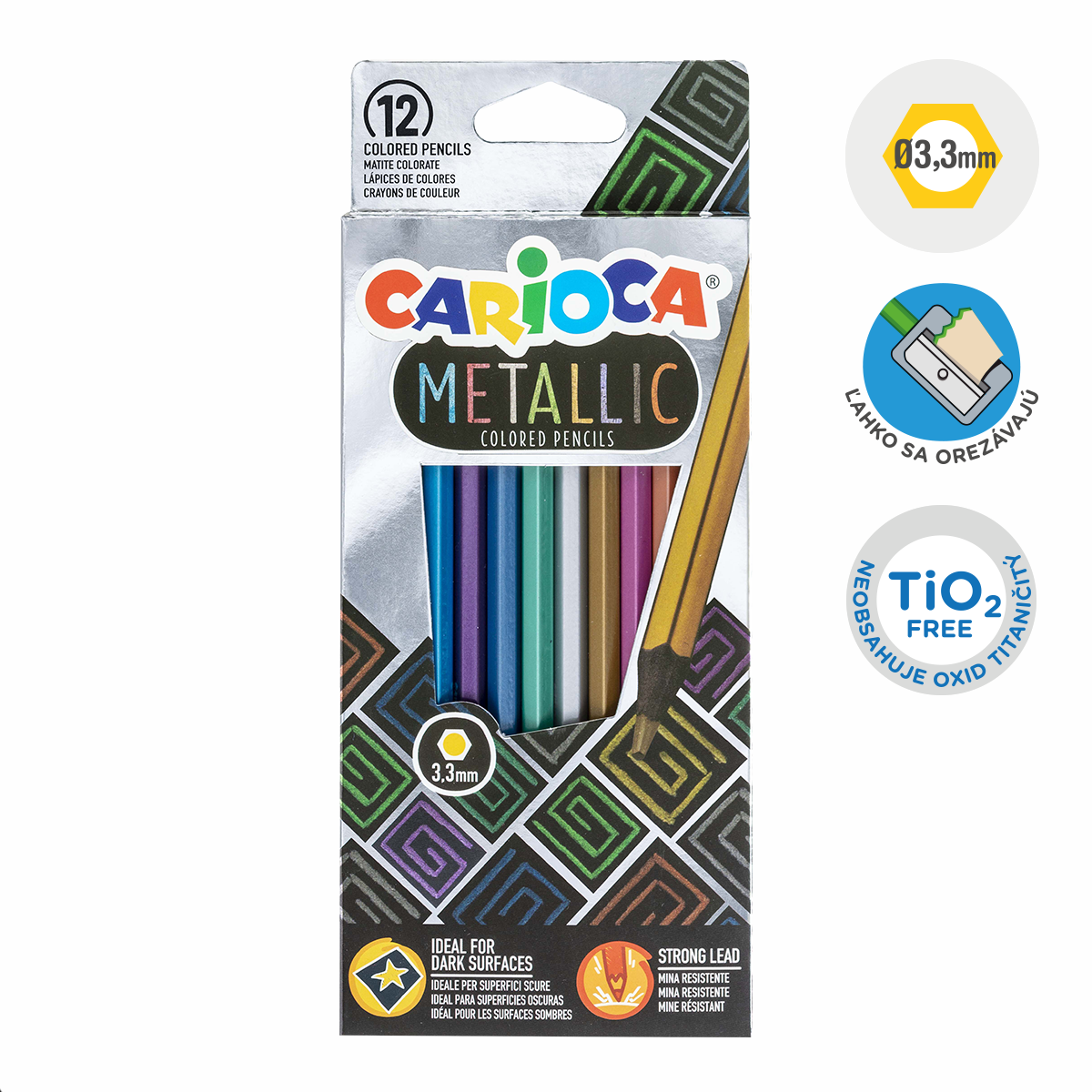 Pastelli esagonali Carioca Metallic, 12 pz