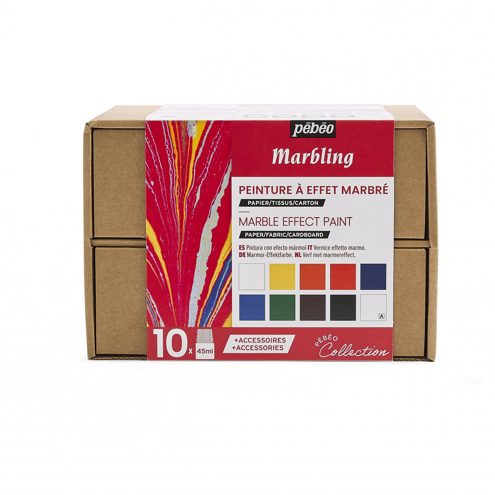 Pebeo Marbling set di colori per marmorizzazione 10 x 45 ml
