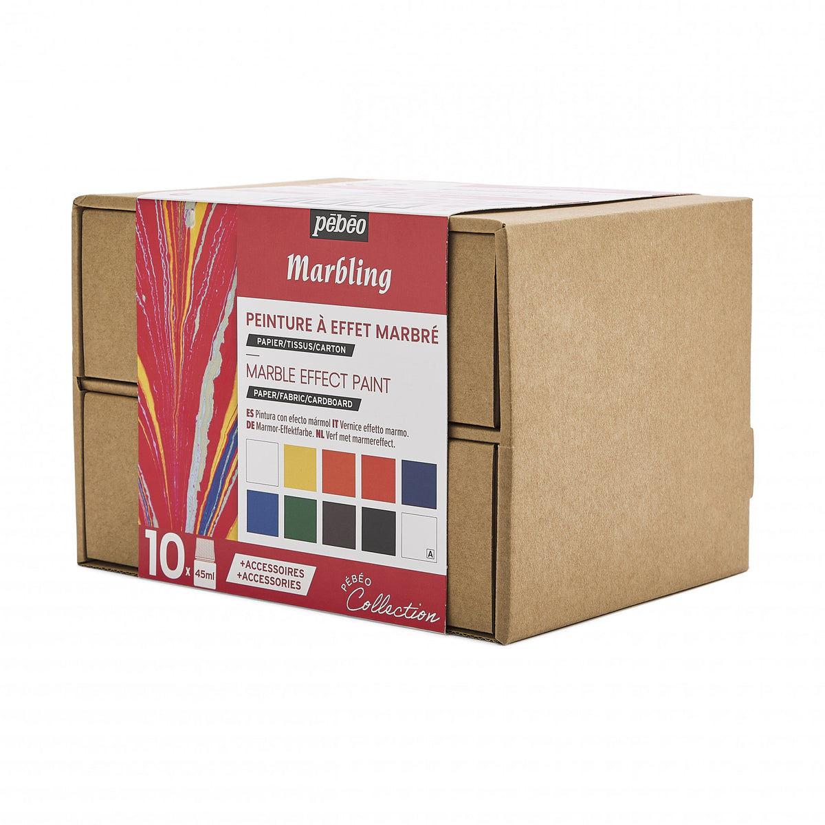 Pebeo Marbling set di colori per marmorizzazione 10 x 45 ml