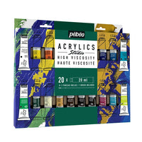 Pebeo Studio Vernici acriliche ad alta viscosità con pennello 20x20 ml