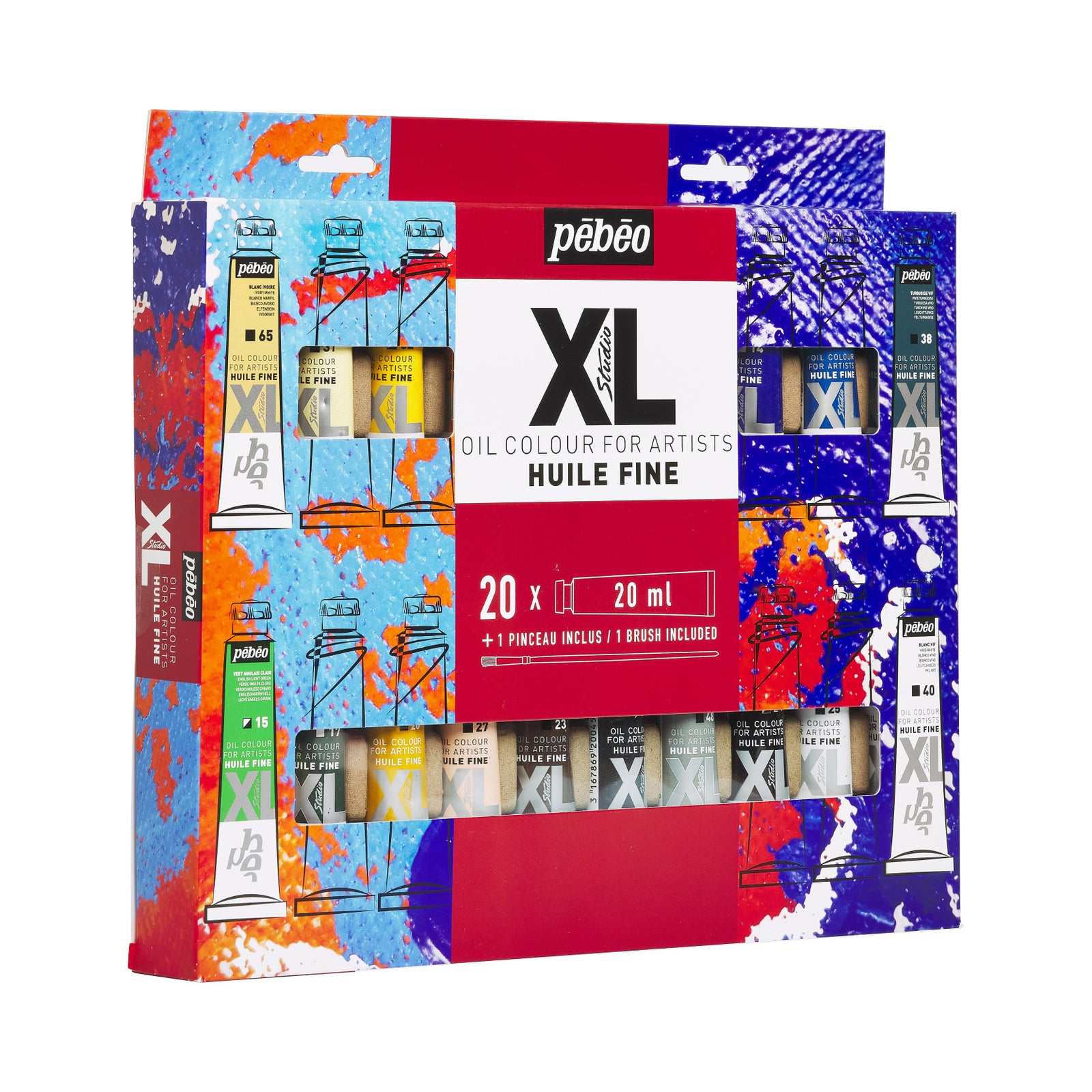 Pebeo Studio XL set di colori a olio 20 x 20 ml con pennello