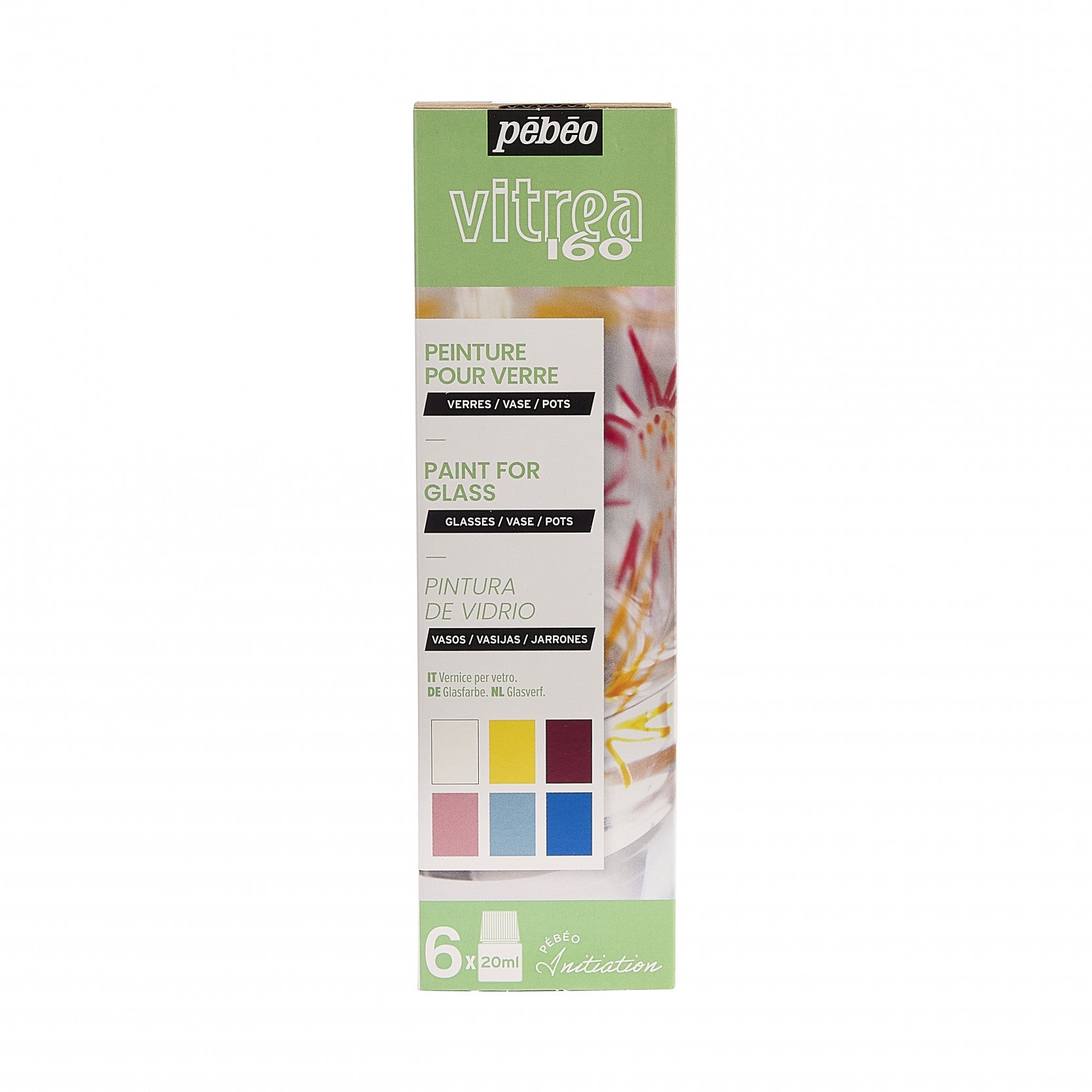 Pebeo Vitrea 160 set di colori per vetro 6 x 20 ml