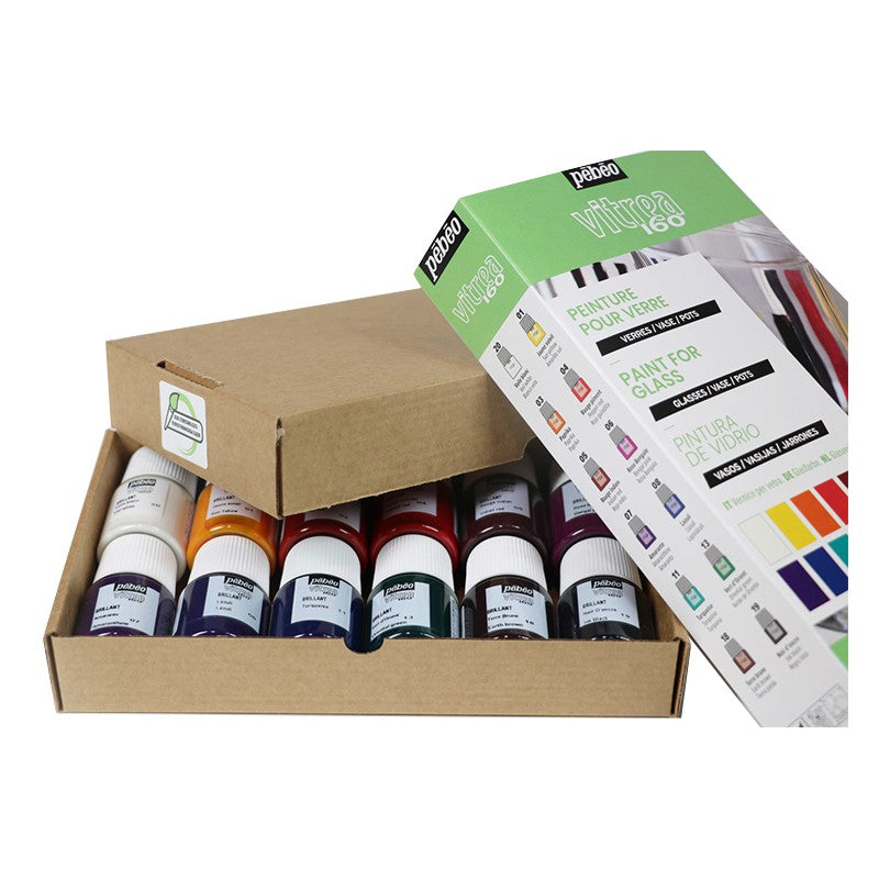 PEBEO Vitrea 160 set di colori per vetro 12 x 20 ml
