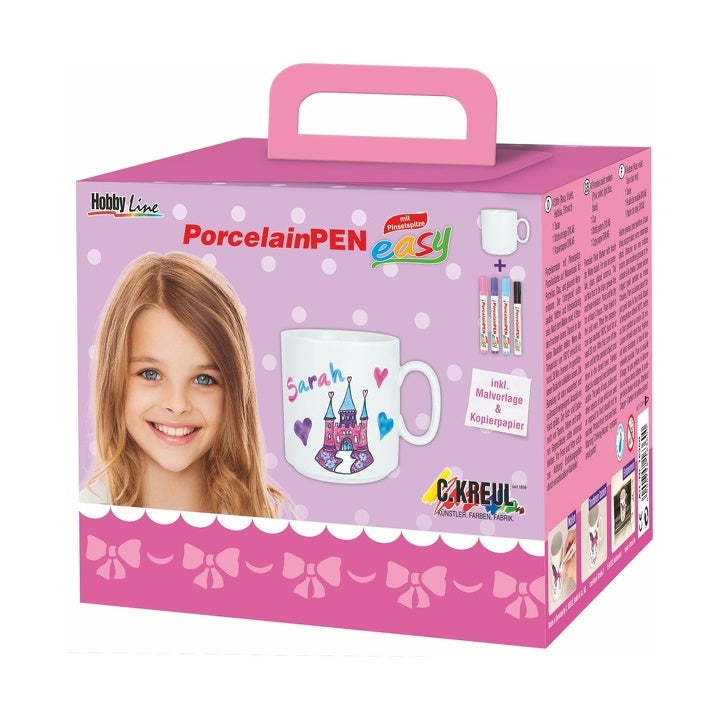 Penna in porcellana per bambine - KREUL - set di 4 pezzi con tazza
