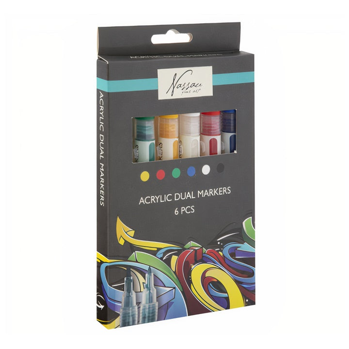 Pennarelli acrilici DUAL Nassau Fine Art - set da 6 pz — immagine 1