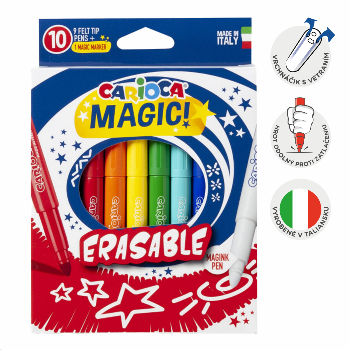 Pennarelli magici cancellabili Carioca, 10 pz, colori assortiti