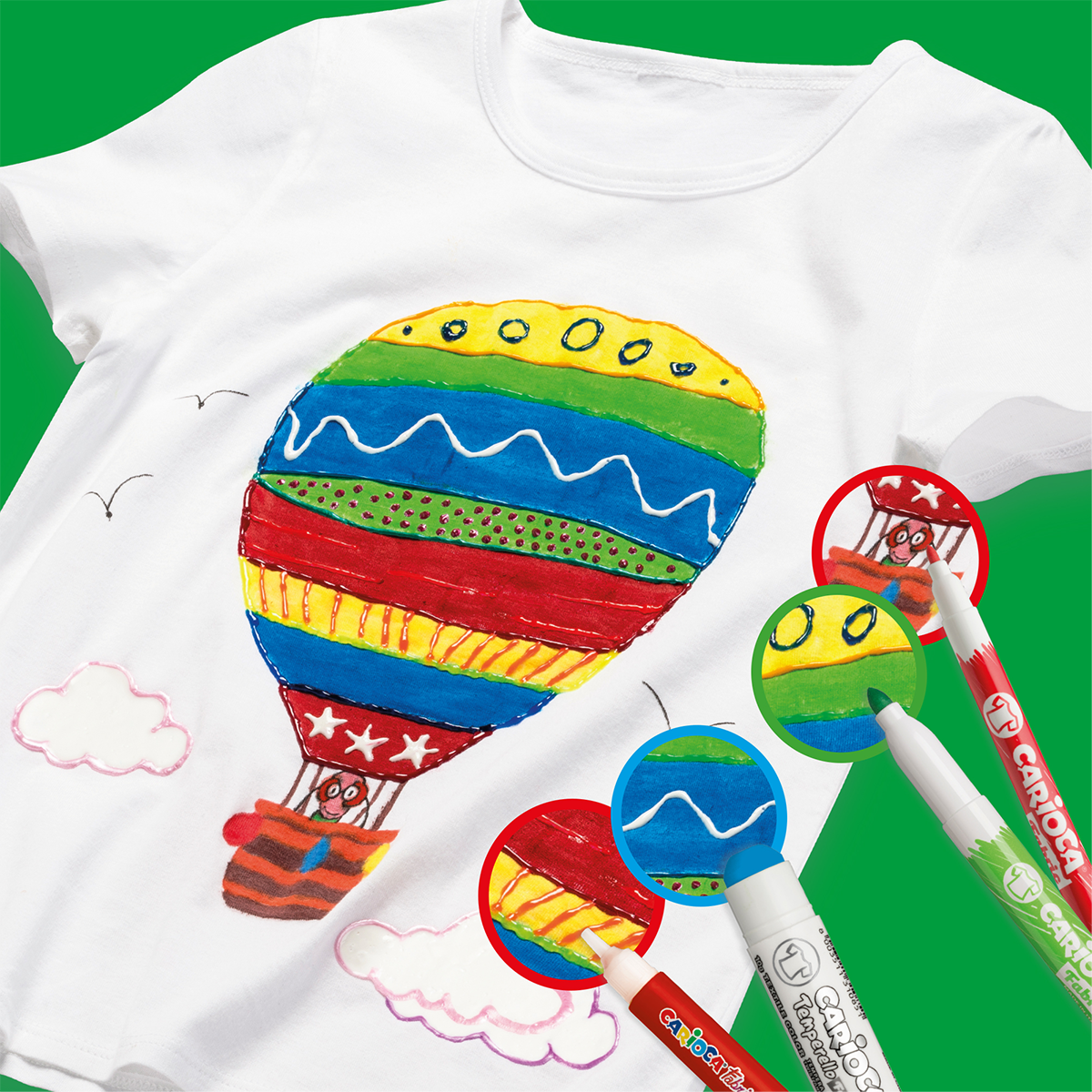 Pennarelli per tessuti Carioca, punta fine, 10 pz, colori assortiti