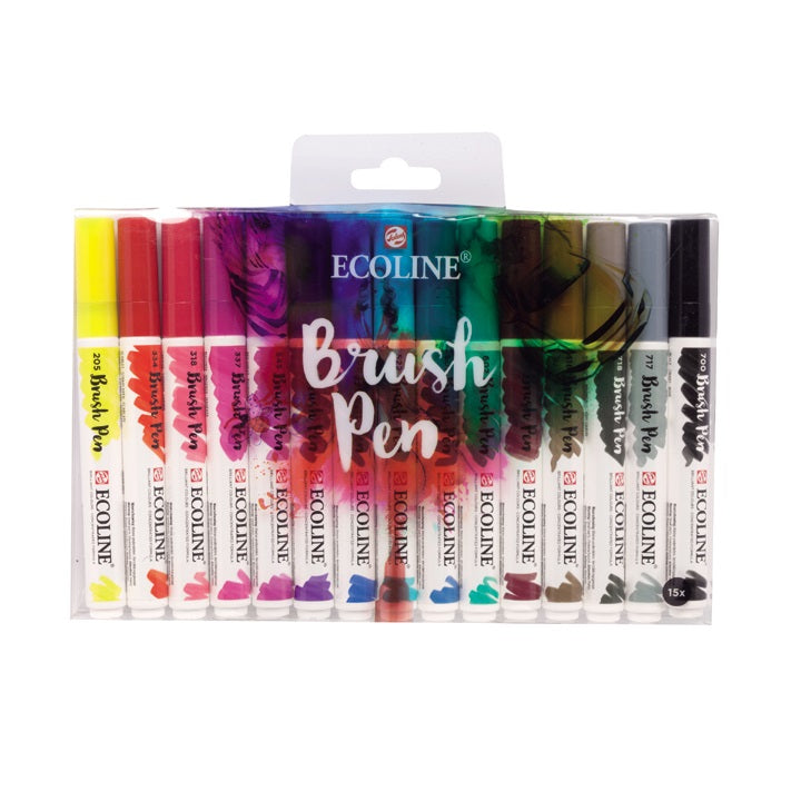 Pennarello ad acquerello Ecoline Brush Pen - set di 15 pezzi