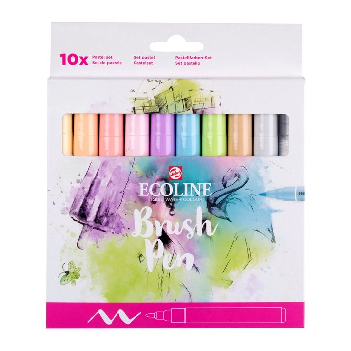 Penne acquerellabili ECOLINE BRUSH PEN pastello 10 pz.