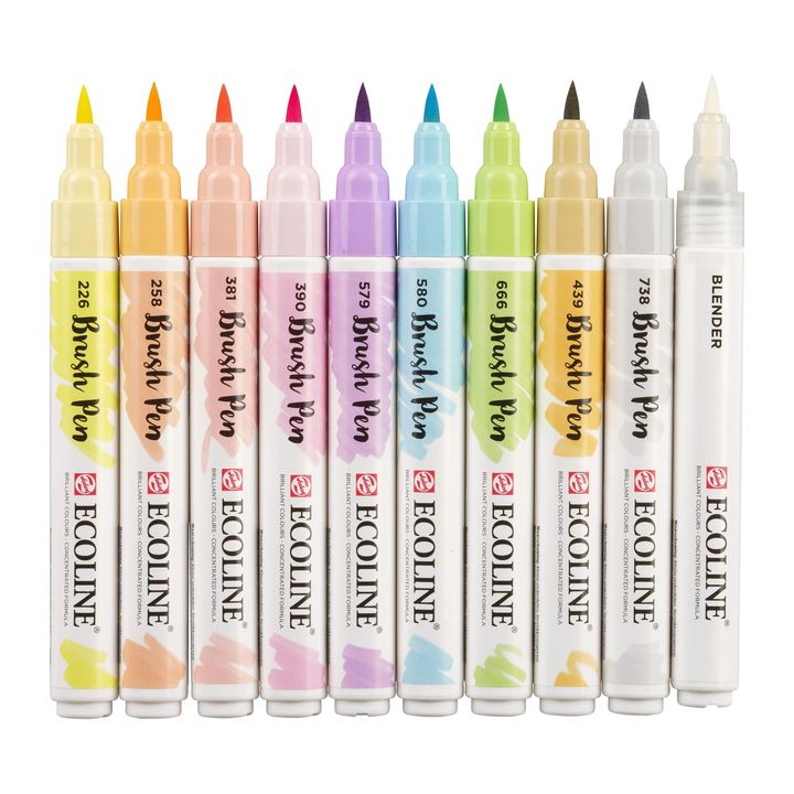 Penne acquerellabili ECOLINE BRUSH PEN pastello 10 pz.