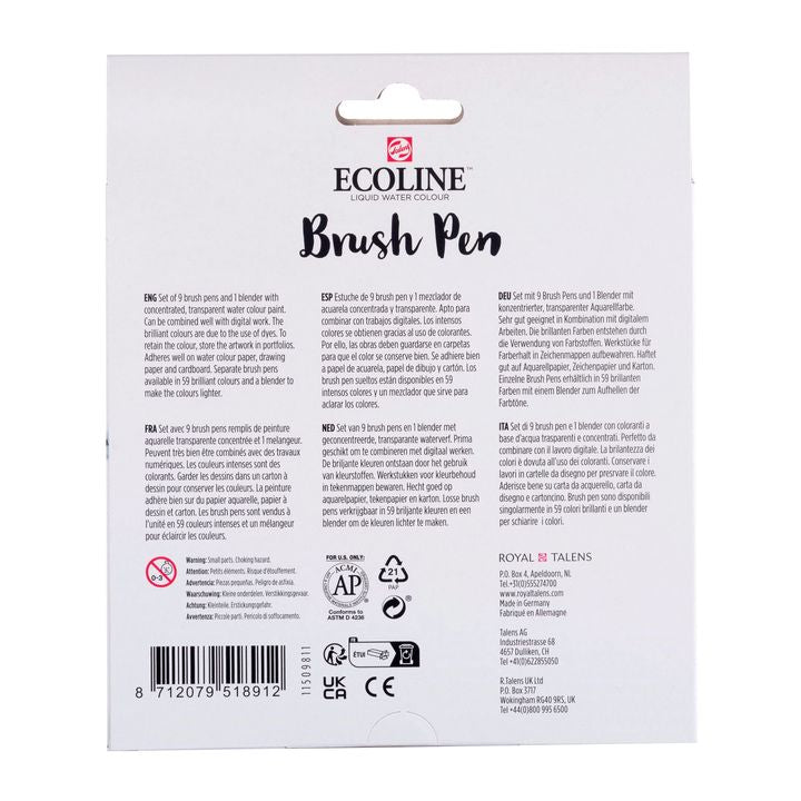 Penne acquerellabili ECOLINE BRUSH PEN pastello 10 pz.