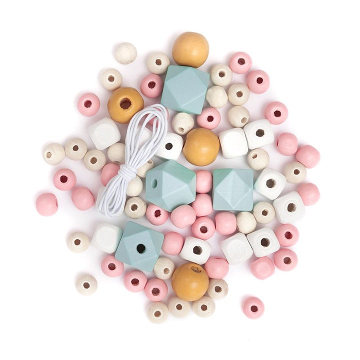Perline di legno colorate 80 pezzi – Pastello