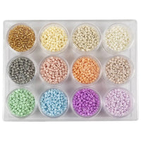 Perline Rocaille, colori pastello, 3 mm, set di 12x17 g