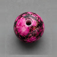 Perline tonde in vetro effetto marmo 8 mm – 15 pz – rosa-nero