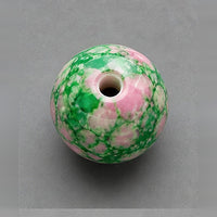 Perline tonde in vetro effetto marmo 8 mm – 15 pz – verde-rosa