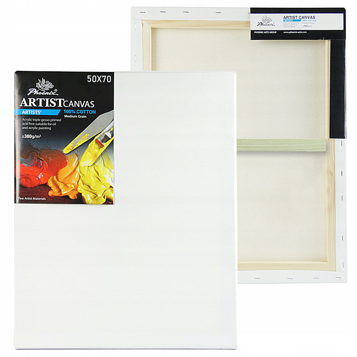 Phoenix tela per pittura con telaio, profilo 3,8 cm, 380 g/m², da 24 a 100 cm, fino a 160 cm – scegli la misura