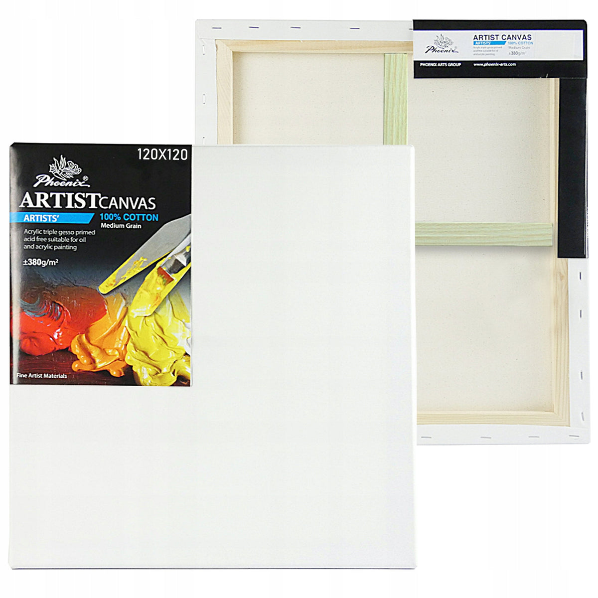 Phoenix tela per pittura con telaio, profilo 3,8 cm, 380 g/m², da 24 a 100 cm, fino a 160 cm – scegli la misura