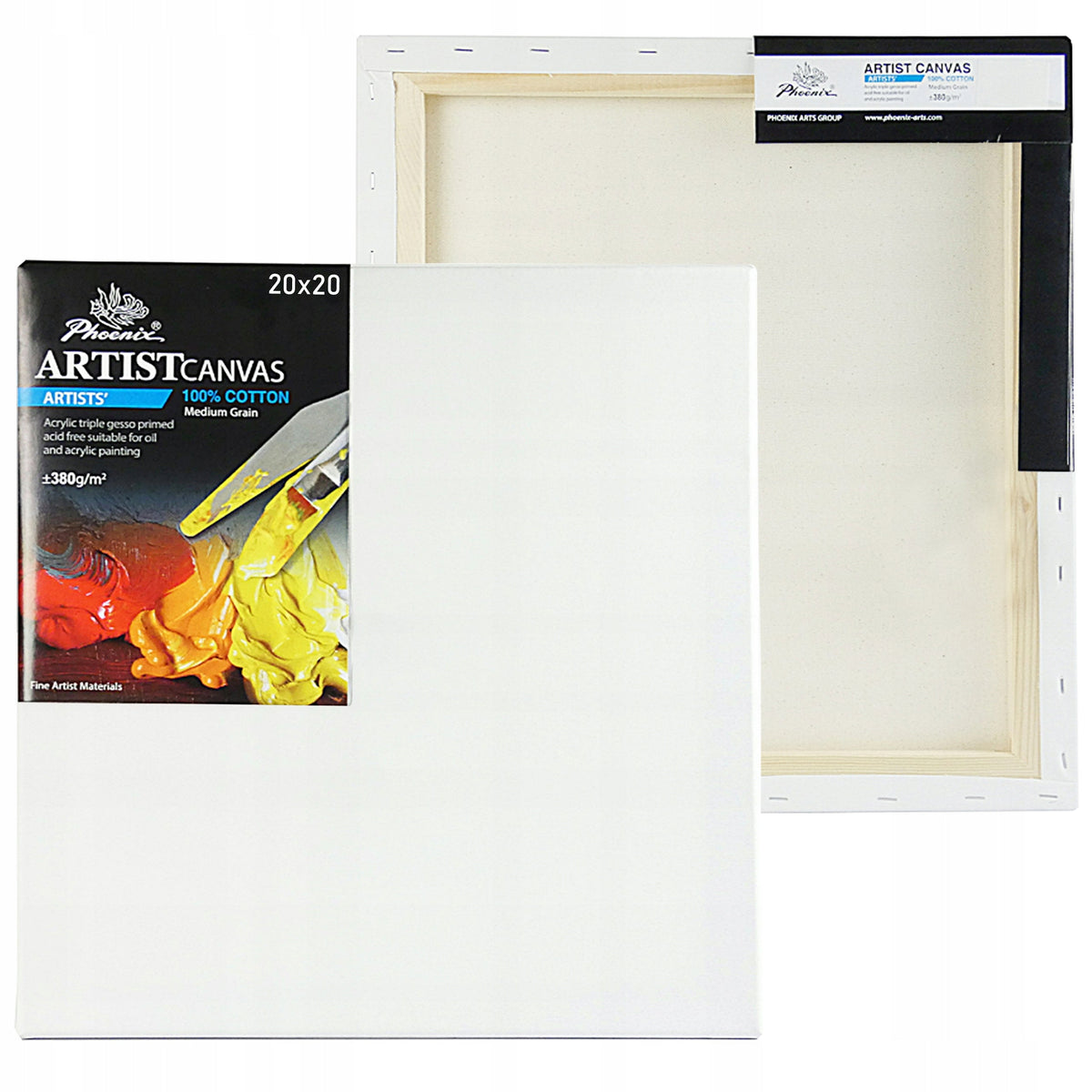 Phoenix tela per pittura con telaio, profilo 3,8 cm, 380 g/m², da 24 a 100 cm, fino a 160 cm – scegli la misura