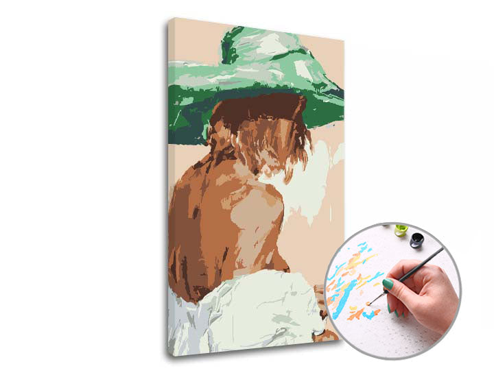 Pittura per numeri LA DONNA CON IL CAPPELLO VERDE – sul telaio
