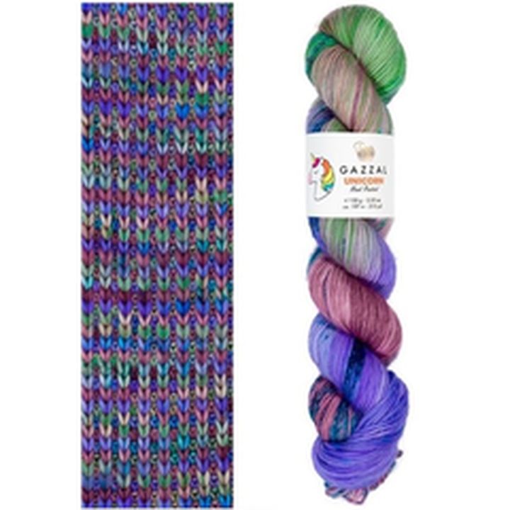 Filato per maglieria Gazzal Unicorn 100 g – viola-verde