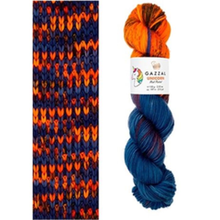 Filato per maglieria Gazzal Unicorn 100 g – arancia-blu
