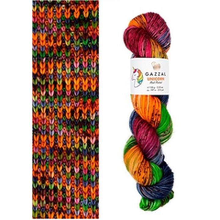 Filato per maglieria Gazzal Unicorn 100 g – arancia-verde