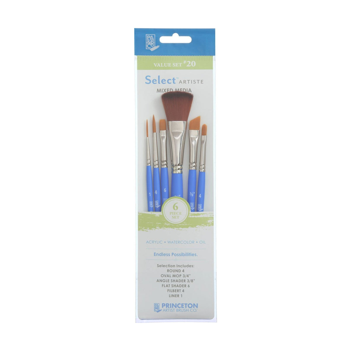 Pennello tondo mini universale PRINCETON Select in setola sintetica – 6 pz