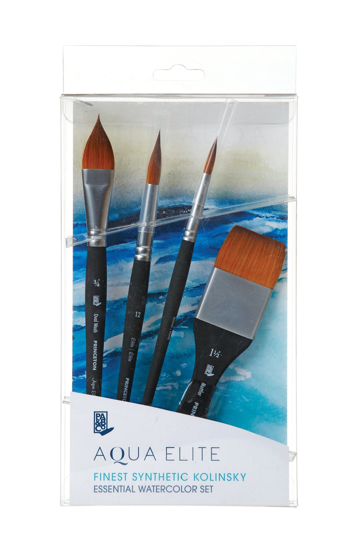 Set di pennelli per acquerello PRINCETON Aqua Elite – martora Kolinsky sintetica, 4 pz