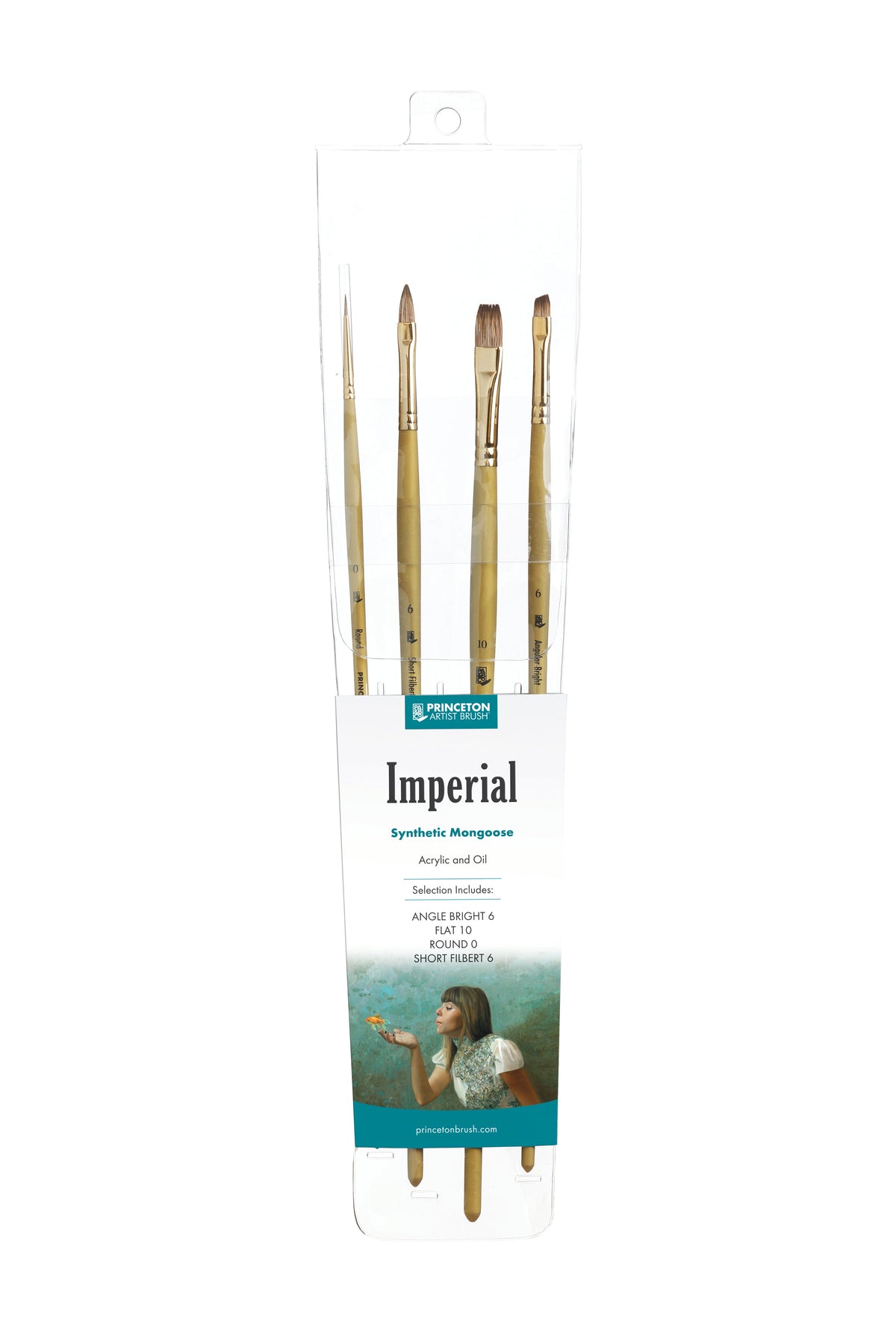 PRINCETON Imperial set di pennelli per pittura a olio e acrilico sintetico Mongoose 4 pz