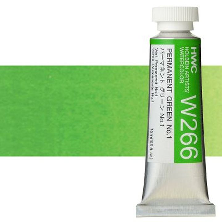 Colori ad acquarello professionali Holbein Artists 15 ml – verde permanente n.1