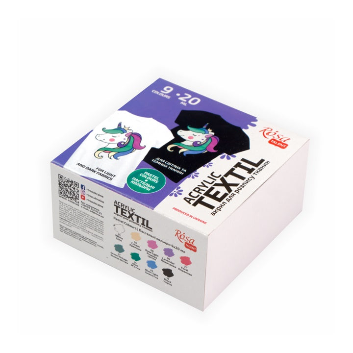ROSA Colori acrilici pastello per tessuti 9x20 ml