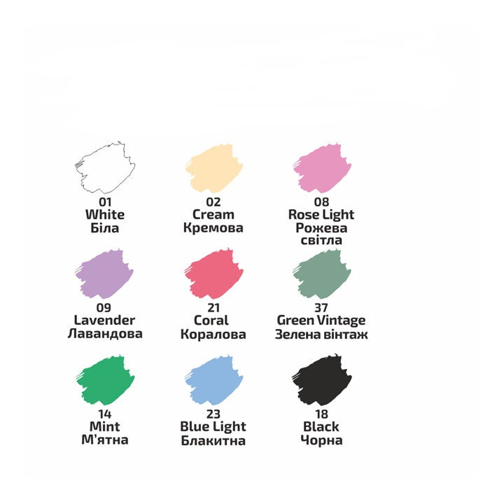 ROSA Colori acrilici pastello per tessuti 9x20 ml