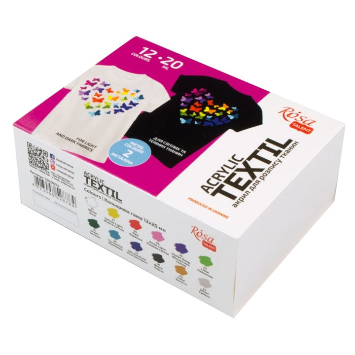 ROSA Vernici acriliche per tessuti 12x20 ml
