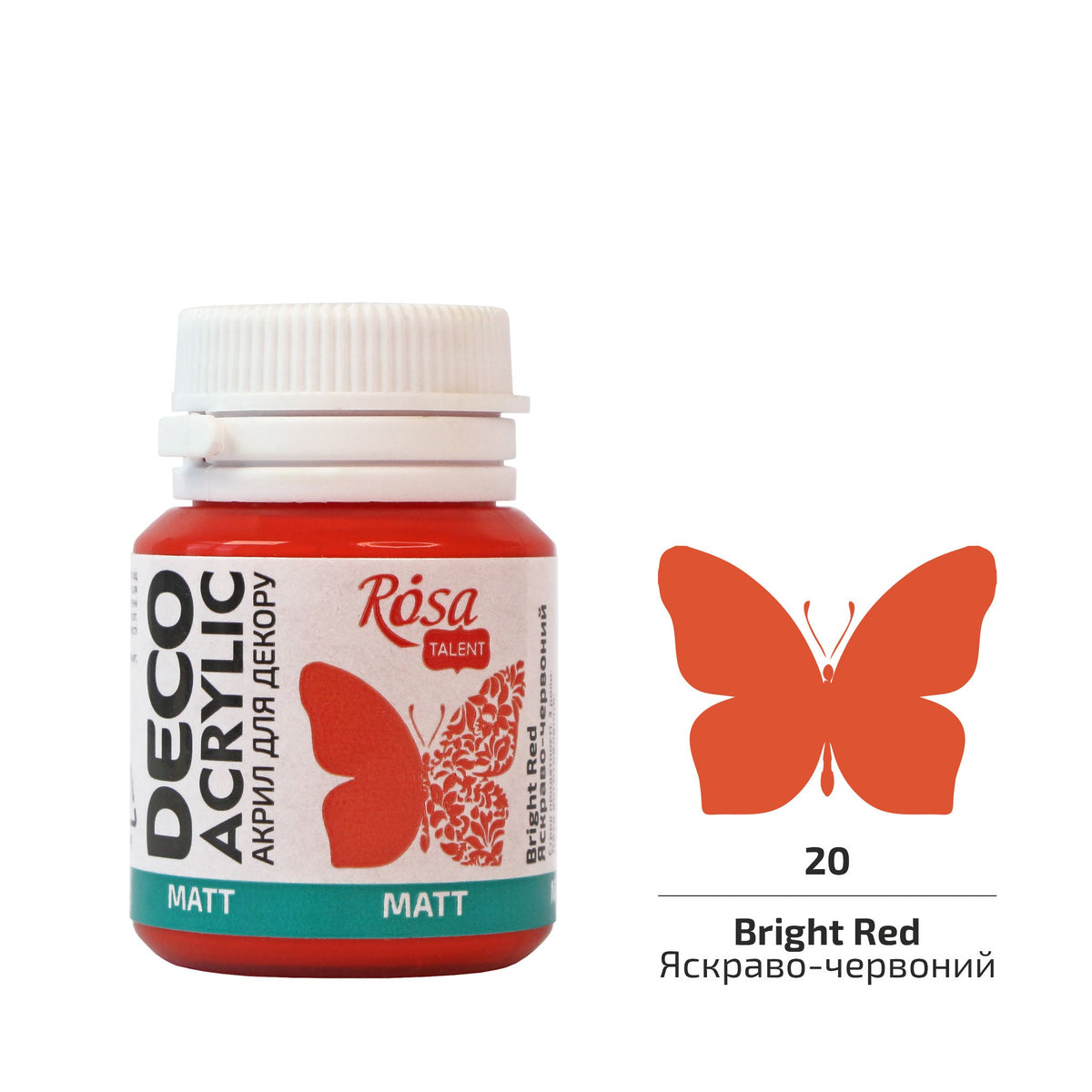 Acrilico per decorazioni, MATT, 20 ml, ROSA TALENT – Bright Red mat