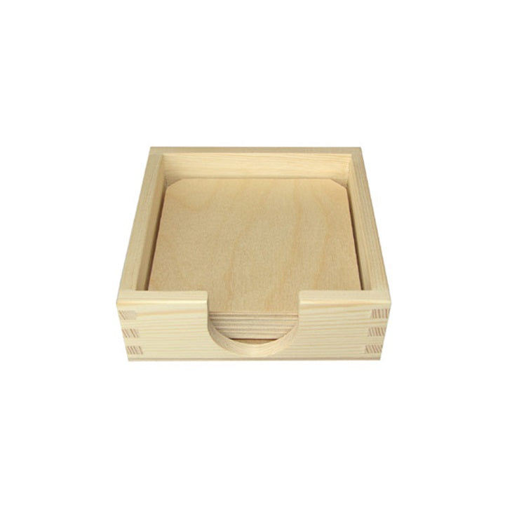 Sactola in legno con 6 sottobicchieri