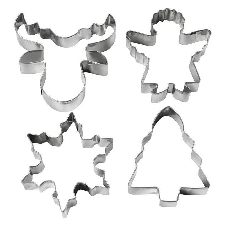 Set di 4 pezzi | varie forme - fiocco di neve, albero di Natale, cervo, legno