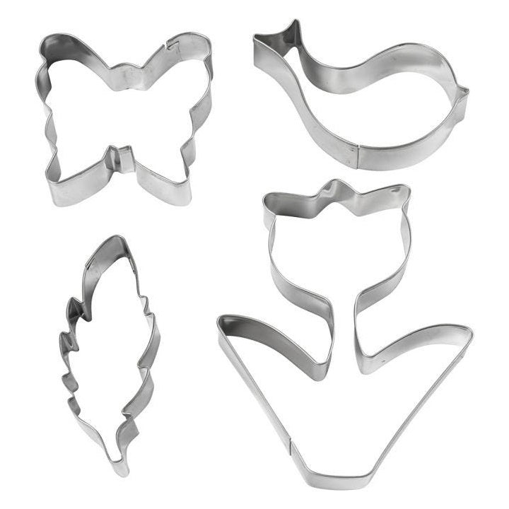Set di 4 pezzi – foglia, uccello, fiore, farfalla