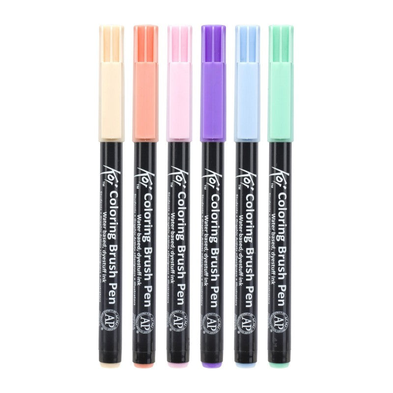 Pennarelli acquerellabili a pennello Sakura Koi Coloring Brush Pen - set da 6 pz Sweets
