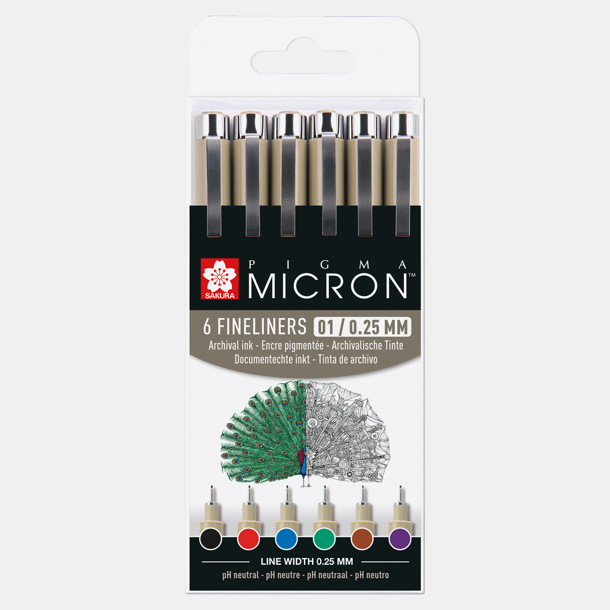 Sakura Pigma Micron 01 penne tecniche 0,25 mm set da 6 colori